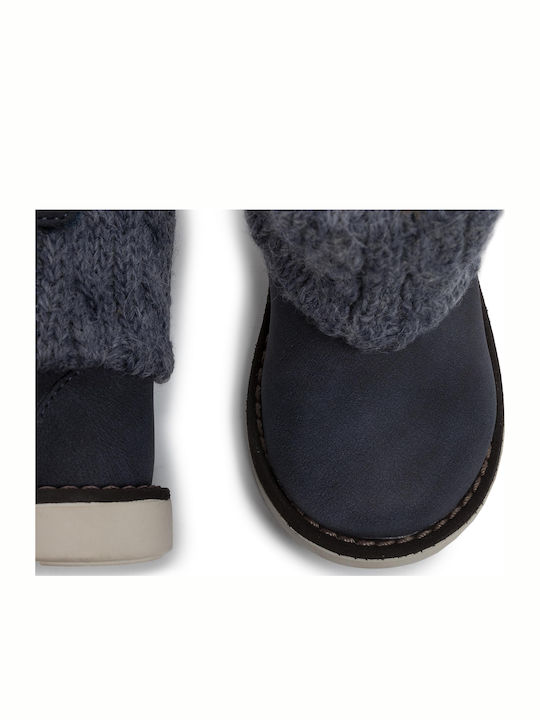Suede Παιδικά Μποτάκια με Φερμουάρ Navy Μπλε