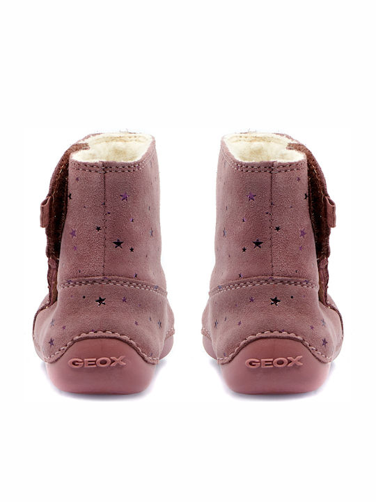 Tutim Anatomice Ghete Copii din Piele cu Velcro Roz