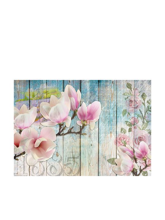 Fototapet de Perete Pink Flowers On Wood 200x140 Tesatura Roz