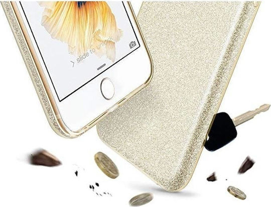 Forcell Shining Umschlag Rückseite Silikon Gold (Galaxy A50)