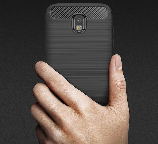 Hurtel Brushed Carbon Back Cover Σιλικόνης Μαύρο (Galaxy J3 2017)