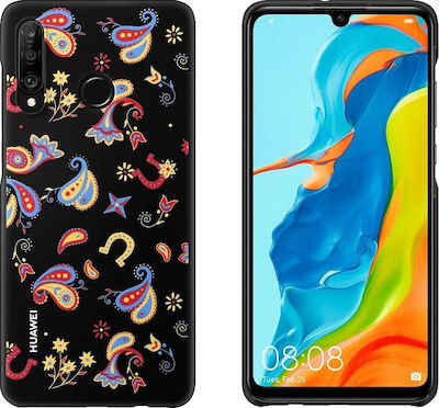 Huawei Flower Plastic Back Cover Black (Huawei P30 Lite)