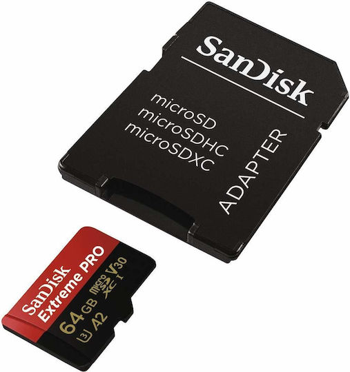 Sandisk Extreme Pro microSDXC 64GB U3 V30 A2 UHS-I 170MB/s с адаптер