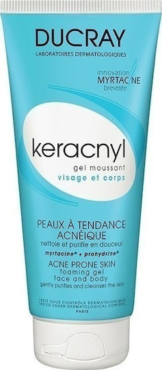 Ducray Keracnyl Gel Καθαρισμού Προσώπου για Ακνεϊκές Επιδερμίδες 200ml