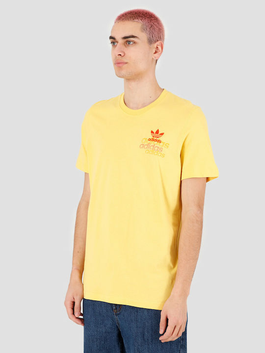 Adidas Shattered Embroidered Ανδρικό T-shirt Κίτρινο Μονόχρωμο