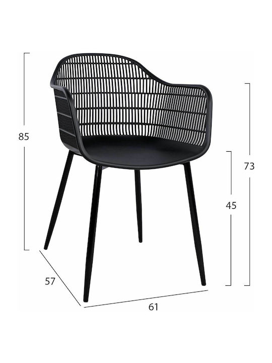 Hadi Dining Room Polypropylene Armchair Black 61x57x85cm