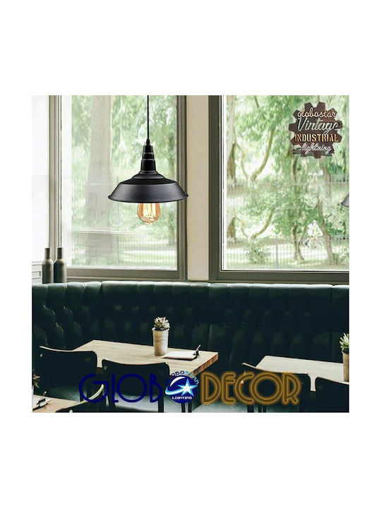 GloboStar Ray Hängelampe Schwarz Glocke mit Fassung E27 26x25cm.