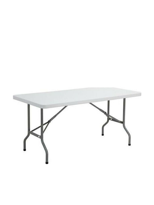 Πλαστικό Τραπέζι Catering Εξωτερικού Χώρου Πτυσσόμενο με Μεταλλικό Σκελετό Blow Λευκό 152x76x74εκ.