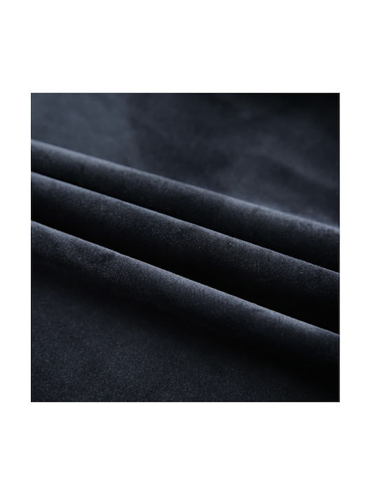 vidaXL Curtain with Pencil Pleat Black Velvet-Black Metal 140x225cm