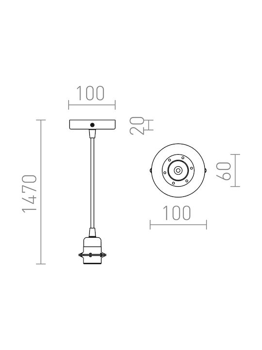 Rendl Light Studio Elisa Copper Lustră Suspendare pentru Soclu E27 Transparent