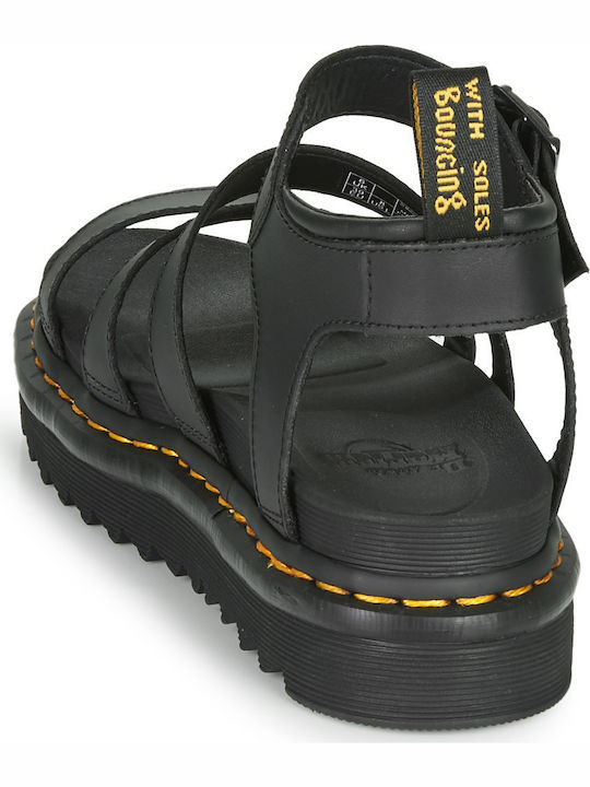 Blaire Δερμάτινα Γυναικεία Σανδάλια Flatforms Μαύρα