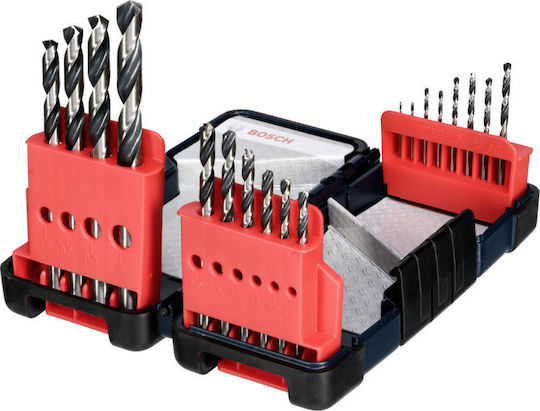 Bosch PointTeQ Set of 18 HSS Drills HSS with Cylindrical Shank for Metal