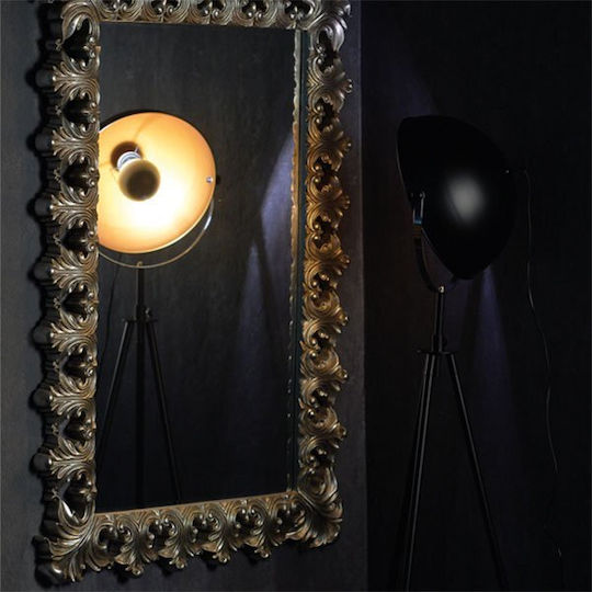 Aca Camara Vintage Φωτιστικό Δαπέδου Υ150xΜ48εκ. με Ντουί για Λαμπτήρα E27 Μαυρο/χρυσο