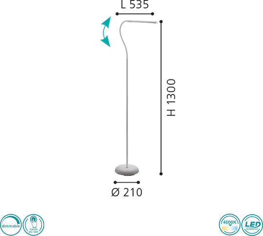 Eglo Laroa LED Floor Lamp H130xL21.5cm With Natural White Light 550lm White