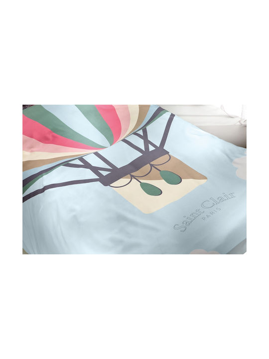 Saint Clair Balloons Детски Плик за Завивка Единичен Памучен Син 160x220бр