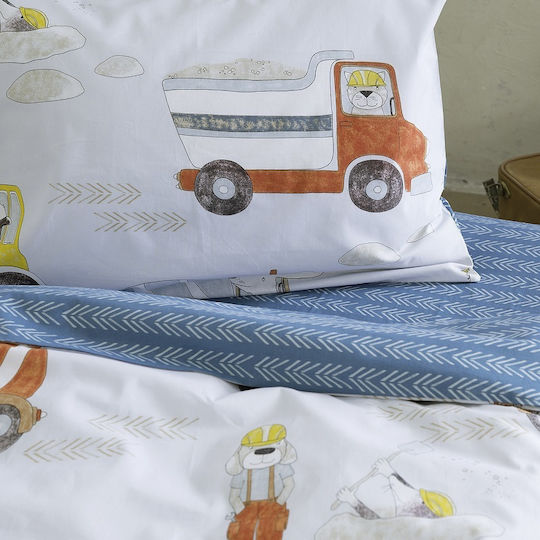 Nima Craftboy Set Kids Duvet Cover Single with Pillowcase Cotton Light Blue 160x240cm