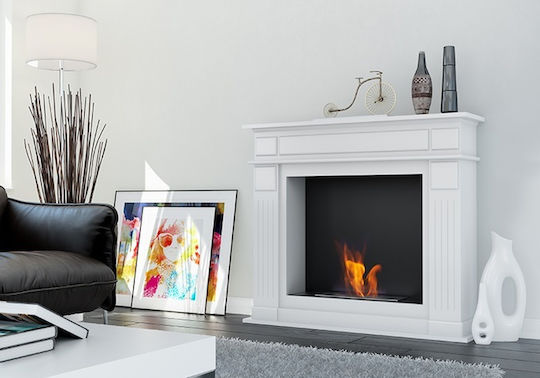 Kratki November Tuv Indoor Floor Bioethanol Fireplace White 115x29.5x101.3cm