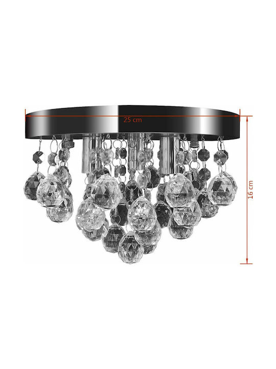 vidaXL Chandelier with Crystals 3xG9 Silver 25cm 240688