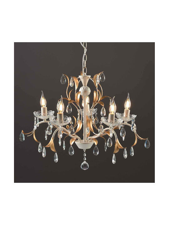 Aca DL9345PWG Chandelier Candlestick 5xE14 White