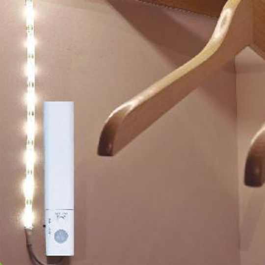 Aca Αδιάβροχη Ταινία LED Μπαταρίας Φυσικό Λευκό Φως 1m Τύπου SMD2835 με Αισθητήρα Κίνησης & Τροφοδοτικό