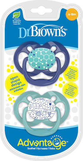 Dr. Brown's Advantage Pacifiers Silicone with Case Blue-Green for 6-18 months 2pcs