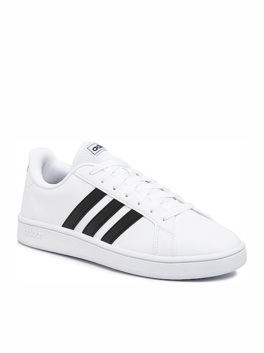 Grand Court Base Adidași Pentru Bărbați Alb Nor / Negru Core / Albastru Închis