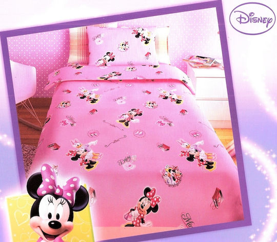 Disney Bettwäsche-Set Einzel Baumwolle Minnie Pink 155x260cm 3Stück