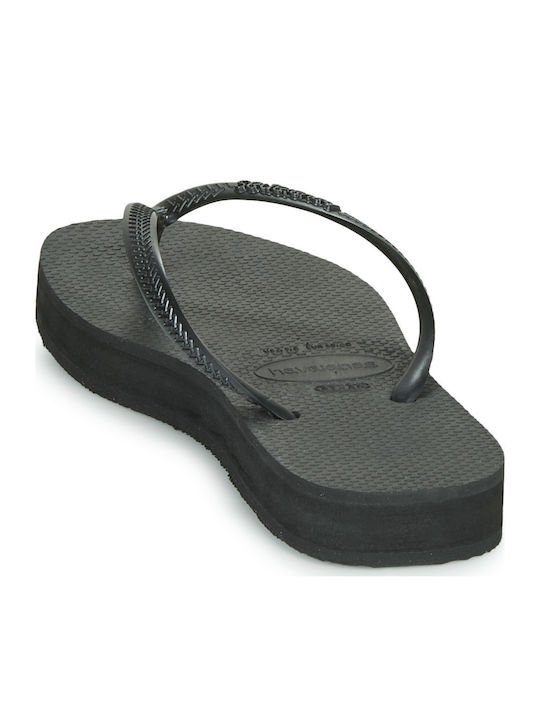 Slim Flatform Джапанки в Черен Цвят