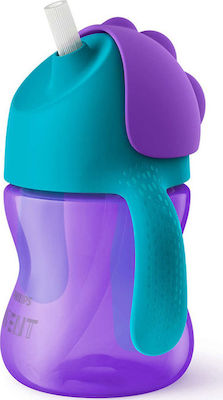 Philips Bendy Toddler Plastic Cup with Handles and Straw 200ml for 9m+ Purple