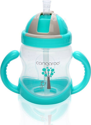 Cangaroo Toddler Plastic Cup with Handles and Straw 280ml for 6m+ Turquoise