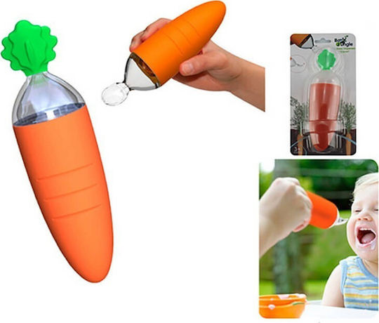 Bo Jungle Baby Spoon B-Food Dispenser Carrot with Adjustable Flow made of Silicone Orange