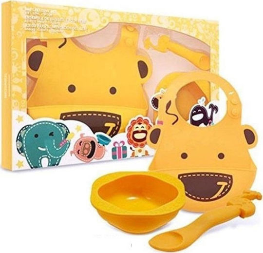 Marcus & Marcus Feeding Set Giraffe made of Silicone Yellow 3pcs for 6+ months