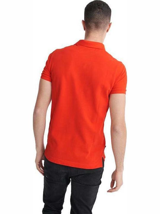 Superdry Classic Bluza Bărbătească cu Mânecă Scurtă Polo Roșie