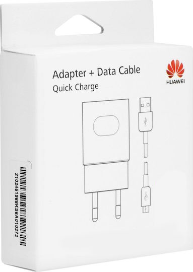 Huawei Зарядно с USB-A порт и Кабел микро USB Бял цвят (HW-059200EHQ)