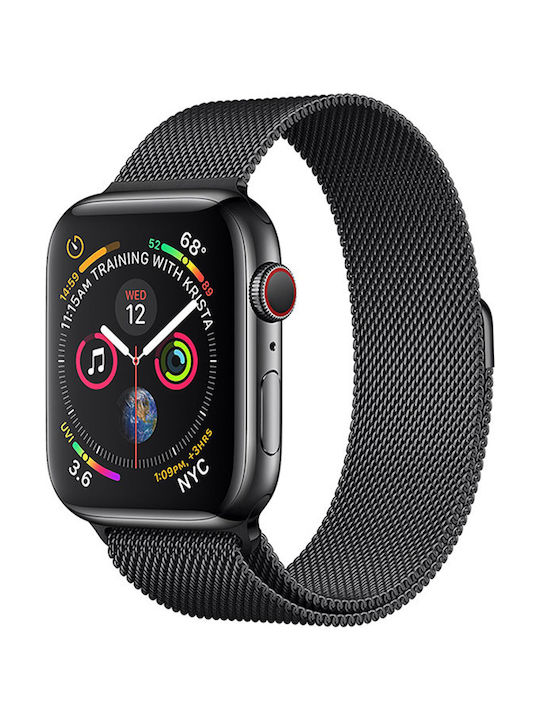 Milanese Loop Armband Rostfreier Stahl Schwarz (Apple Watch 42/44/45mm)