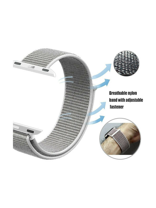 Armband Stoff Silber (Apple Watch 44/45/46mm/Ultra 49mm)