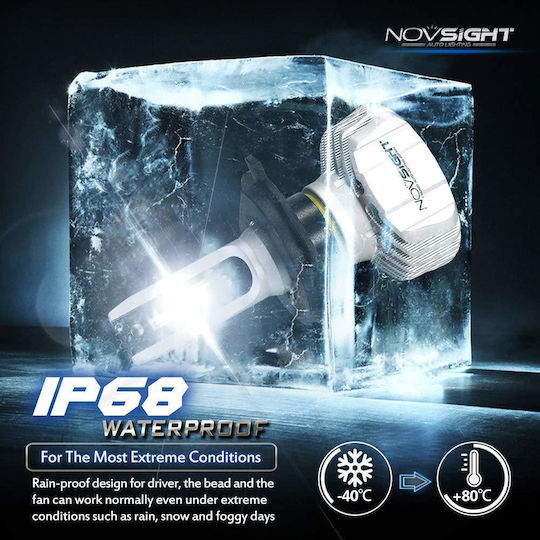 NovSight Lamps Car & Motorcycle H4 LED 6500K Cold White 12-24V 50W 2pcs