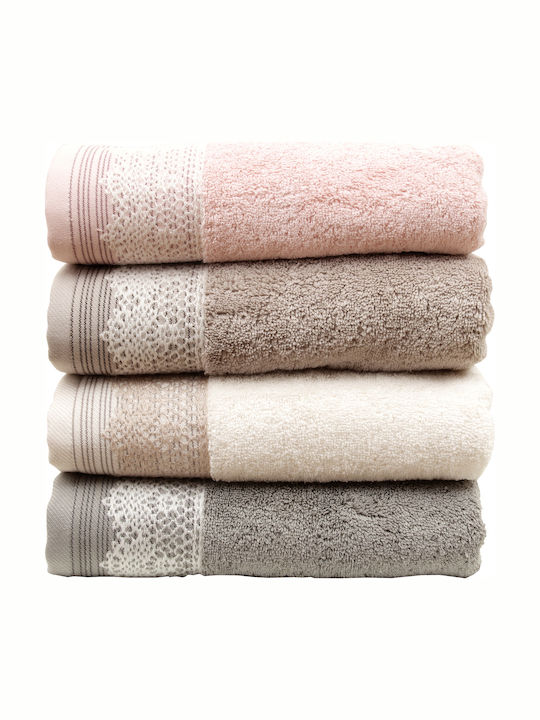 Anna Riska 3pc Bath Towel Set Karla 419389 1 Blush Pink Weight 600gr/m²