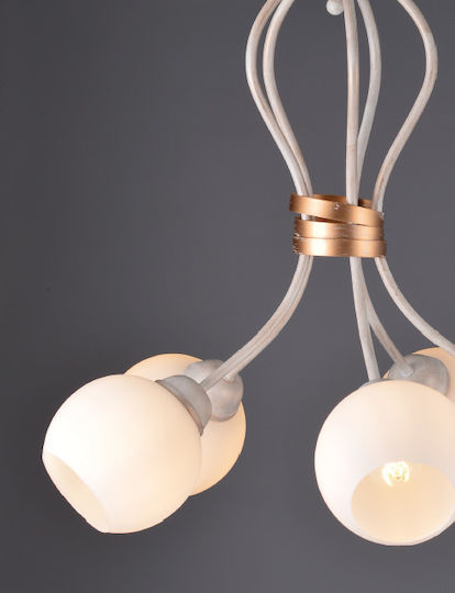 Aca Elegant Pendant Light White Bell for 5 Bulbs E27 48x53cm