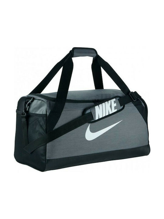 Nike Brasilia Unisex Τσάντα Ώμου για Γυμναστήριο Γκρι