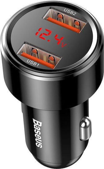 Baseus Magic PPS Car Charger 6A Fast Charging with Ports: 2xUSB Black Color