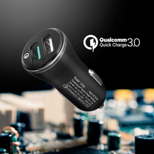 Spigen Φορτιστής Αυτοκινήτου 25W 2.4A Γρήγορης Φόρτισης με Θύρες: 2xUSB Μαύρος