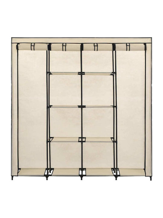vidaXL Fabric Wardrobe with Zipper and Shelves in Beige Color 175x45x170cm