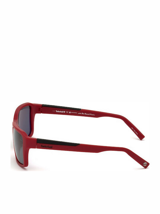 Timberland Men's Sunglasses with Red Plastic Frame and Gray Polarized Lens TB9155-67D