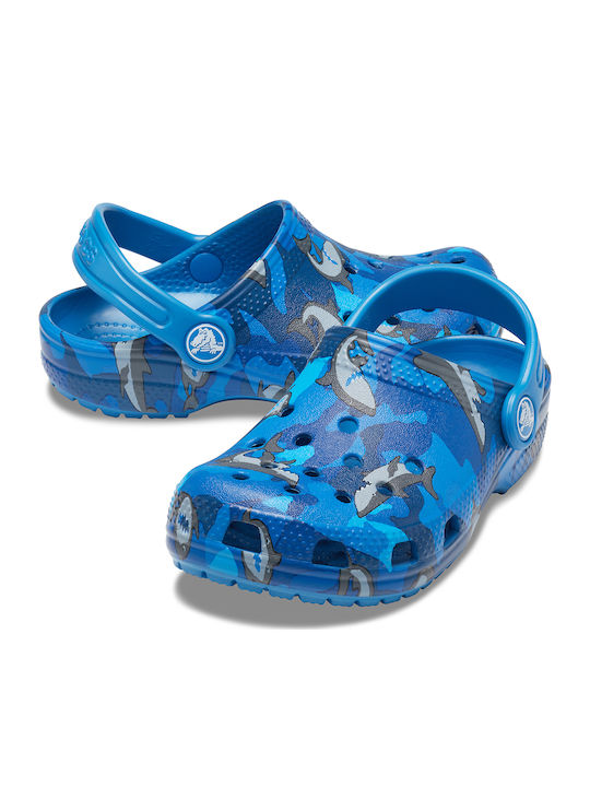 Crocs Παιδικά Ανατομικά Σαμπό Θαλάσσης για Αγόρι Classic Shark Μπλε