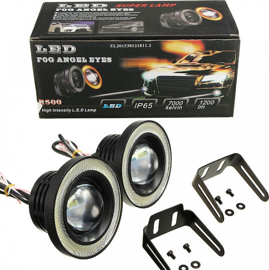 M609 Angel Eyes Round Fog lights with DRL Car LED Universal 12V 10W 7.6cm 2pcs