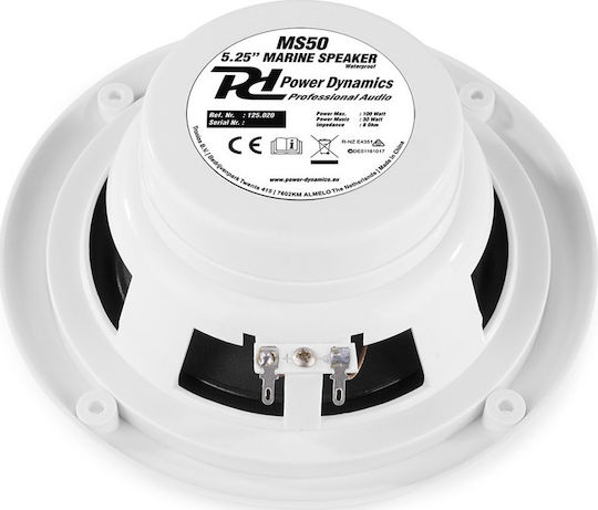 Power Dynamics Waterproof Marine Speaker Set MS50 5" with 25W RMS White