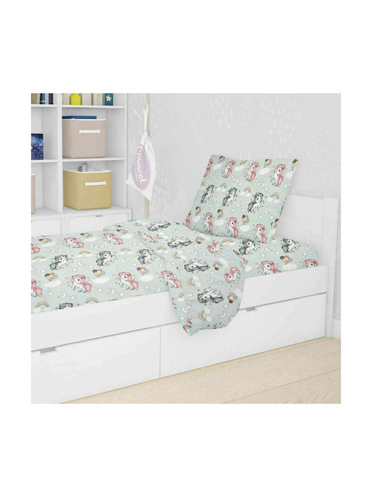 Dimcol Bettwäsche-Set Einzel Baumwolle Unicorn 106 Green 160x240cm 2Stück