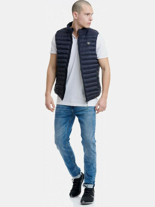 Funky Buddha Men's Sleeveless Puffer Jacket Navy Blue