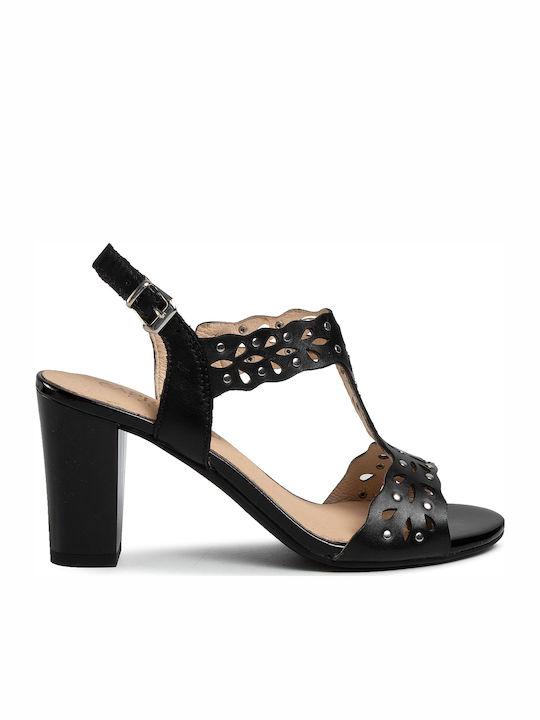 Caprice Leather Women's Sandals Black